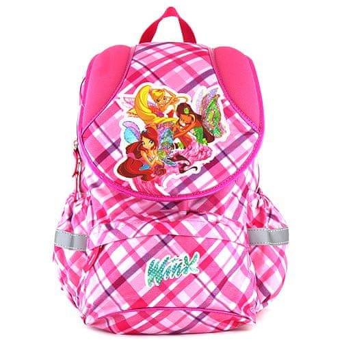 Winx Club Iskolai hátizsák , rózsaszín, négyzet motívum