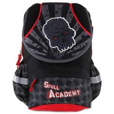 Target Cél iskolai hátizsák, Koponya Akadémia, piros cipzárral