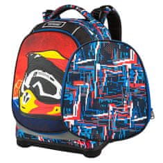 Target Cél iskolai hátizsák, Motoros sisak, vörös-kék minták