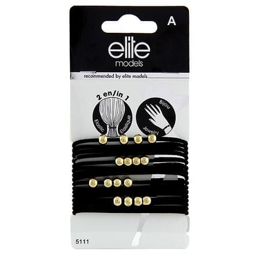 Elite Models Gumis karkötők 2 az 1-ben , 16 db, fekete, átmérő 6,5 cm