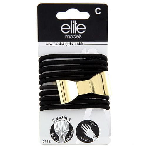 Elite Models Gumis karkötők 2 az 1-ben , 10 db, fekete, masnis, átmérő 6,5 cm