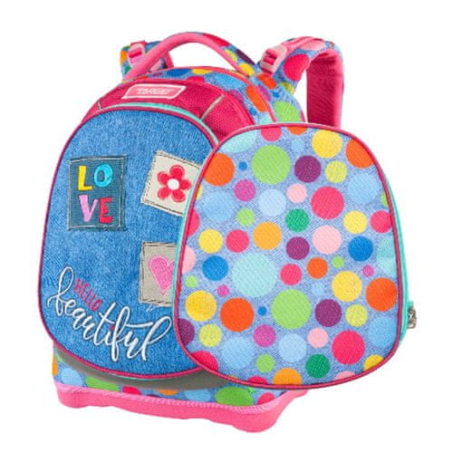 Target Cél iskolai hátizsák, Színes pöttyös, rózsaszín-kék