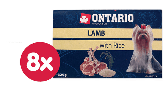 Ontario Kutyatáp tálca Lamb with rice 8x320 g