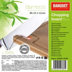 Banquet BRILLANTE Bamboo fa vágódeszka, 28x21x1,5 cm, késélezővel