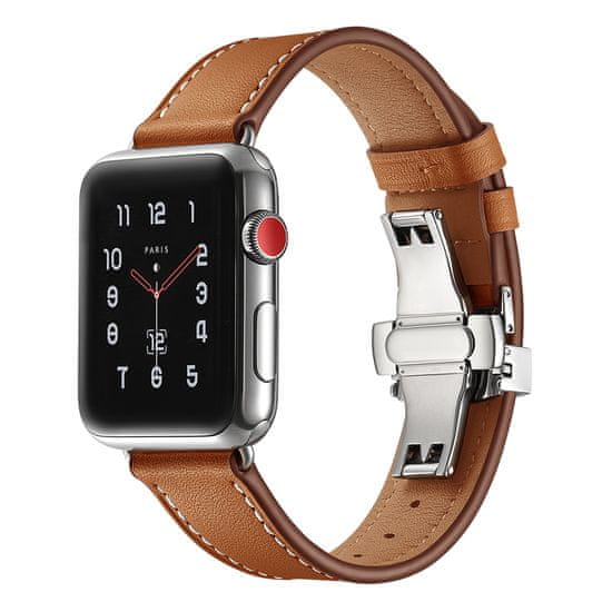 MAX Tartalék óraszíj az Apple Watch-hoz 44mm MAS03, barna bőr