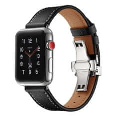 MAX Tartalék óraszíj az Apple Watch-hoz 40 mm MAS04, fekete bőr