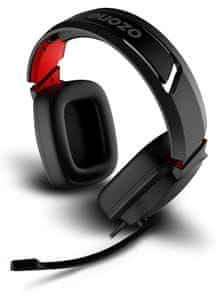 gamer fejhallgató ozone Ekho X40 térhatású hang betolható mikrofon LED háttérvilágítás hangerő jelző