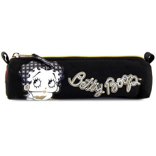 Betty Boop Iskolai tolltartó , ovális, fekete arany cipzárral