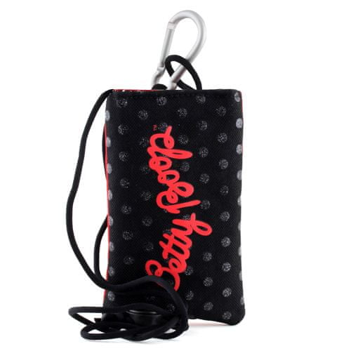 Betty Boop mobiltelefon tok, fekete / piros, felirattal