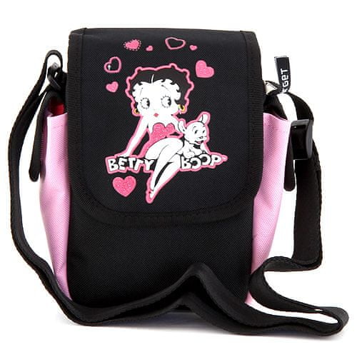 Betty Boop válltáska, rózsaszín / fekete, baba motívummal