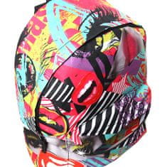 Target Cél hátizsák, Zöld / rózsaszín, színes formákkal és díszekkel