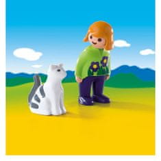 Playmobil Kislány egy macska, 1.2.3, 2 db