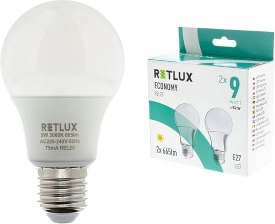 Retlux REL 20 LED A60 2 x 9 W E27