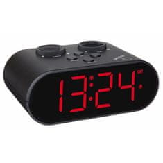 TFA 60.2551.01 ELLYPSE Digitális rádióvezérlésű ébresztőóra, nagy LED számok, USB töltés, fekete