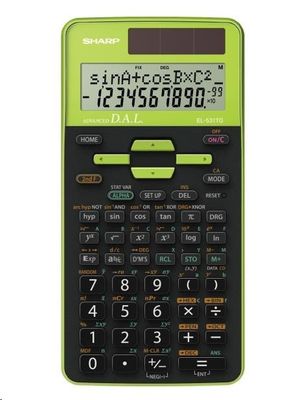 Tudományos számológép Sharp EL531THGR, nap, fedél, kétsoros kijelző, fejlett, matematikai, statisztikai, trigonometrikus funkciók