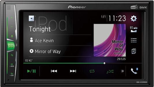 pioneer dmh-a3300dab nagy teljesítményű stílusos autórádió érintéssel vezérelhető kijelzővel dab dab+ am fm usb bemenet 13-csatornás hangszínszabályozás 4× 50 w teljesítmény Bluetooth weblink iphone android flac spotify
