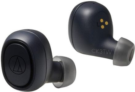 audio-technica ath-ck3tw Bluetooth 5.0 hordozható true wireless fülhallgató 5,8 mm-es meghajtók dinamikus hangzás vezeték nélküli aptx kodek erős basszus rendkívül kényelmes az univerzális formázásnak köszönhetően akkumulátor 6 órás üzemidővel tötlőtok a fülhallgató további 24 órás működéséhez handsfree mikrofon
