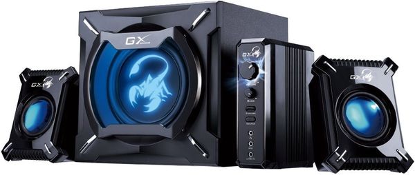 Genius GX Gaming hangszórók SW-G 2.1 2000 v2 (31730020400), 45W teljesítmény, 29W mélysugárzó, 3.5 mm-es jack, fejhallgató-mikrofon, hangerő- és basszusvezérlők