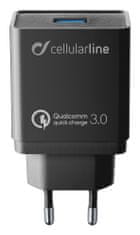 CellularLine USB adaptert és USB-C kábel tartalmazó töltő szett, Qualcomm Quick Charge 3.0, 18 W, fekete ACHHUKITQCTYCK