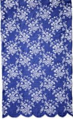 Lene Bjerre Kék futófelület CATIE asztalhoz fehér hímzéssel, 50 x 140 cm
