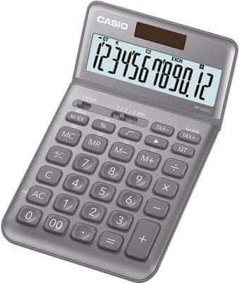 Asztali számológép Casio JW 200 SC GY, napenergia, alap, haladó, pénzügyi, ÁFA, százalék, nyereség, kerekítő kapcsoló, javító gomb