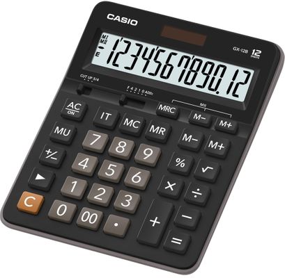 Asztali számológép Casio GX 12 B, napenergia, alap, fejlett, memória, százalék, négyzetgyök, gyorskorrekció gomb