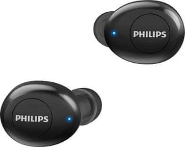Hordozható vezeték nélküli bluetooth fejhallgató Philips taut102bk kényelmes hangasszisztens támogatás, siri google asszisztens li-ion akkumulátor élettartama 3h újratölthető töltőtartó 3 teljes töltés kiváló hang erős basszus 6mm neodímium meghajtók zárt akusztika kihangosító mikrofon zaj és visszhang visszaszorító fény