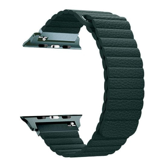 BStrap Leather Loop szíj Apple Watch 38/40/41mm, Dark Green