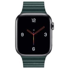BStrap Leather Loop szíj Apple Watch 42/44/45mm, Dark Green