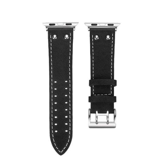 BStrap Leather Sport szíj Apple Watch 42/44/45mm, Black