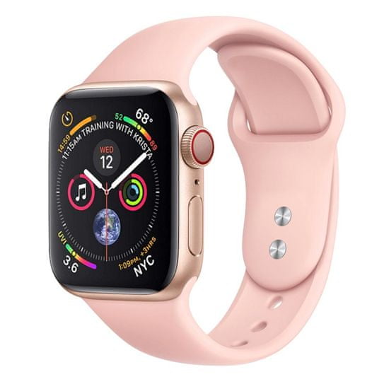 BStrap Soft Silicone szíj Apple Watch 42/44/45mm, Pink Sand
