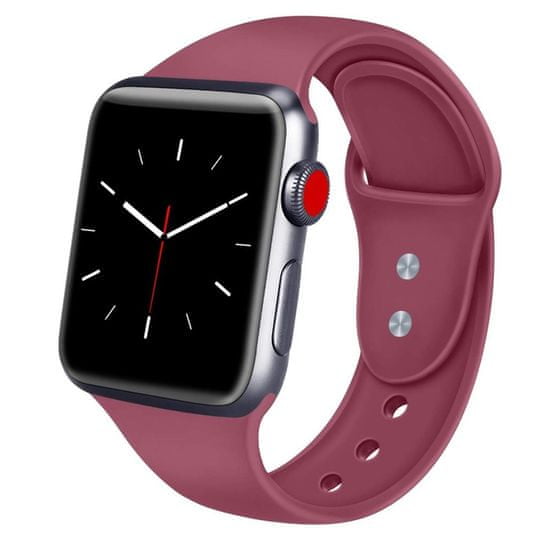 BStrap Soft Silicone szíj Apple Watch 42/44/45mm, Red Wine