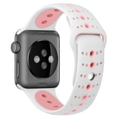 BStrap Silicone Sport szíj Apple Watch 38/40/41mm, White Pink