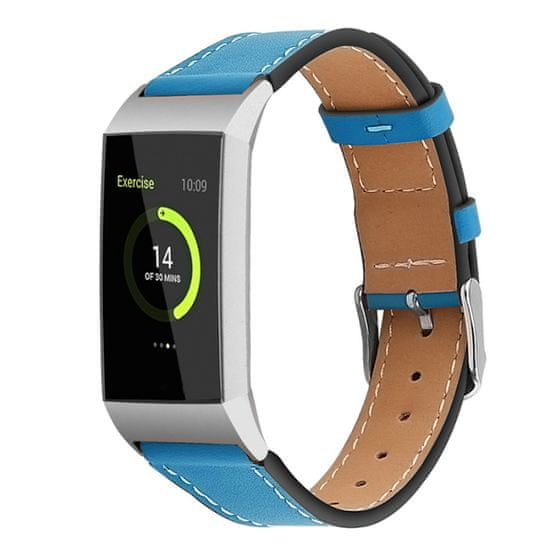 BStrap Leather Italy (Small) szíj Fitbit Charge 3 / 4, blue