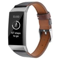 BStrap Leather Italy (Large) szíj Fitbit Charge 3 / 4, black