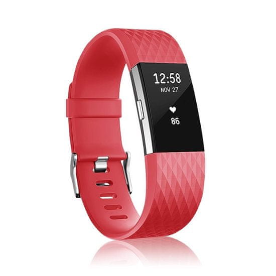 BStrap Silicone Diamond (Small) szíj Fitbit Charge 2, red