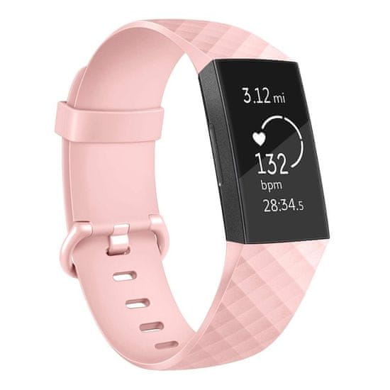 BStrap Silicone Diamond (Large) szíj Fitbit Charge 3 / 4, sand pink