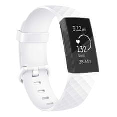BStrap Silicone Diamond (Large) szíj Fitbit Charge 3 / 4, white