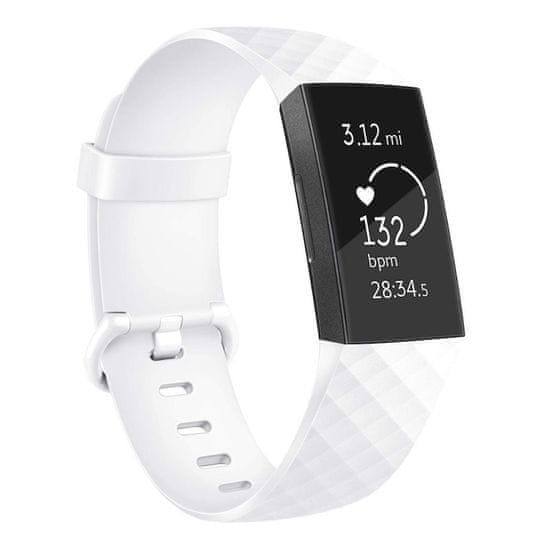 BStrap Silicone Diamond (Small) szíj Fitbit Charge 3 / 4, white