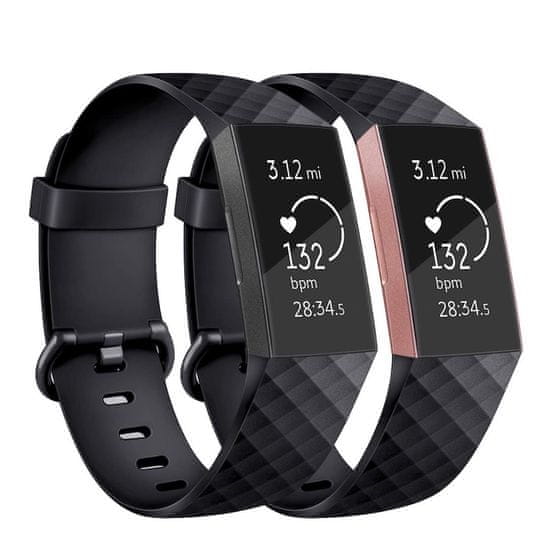 BStrap Silicone Diamond (Large) szíj Fitbit Charge 3 / 4, black