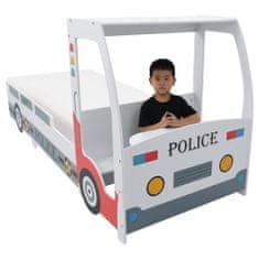 Greatstore rendőrautó formájú gyerekágy 7 zónás matraccal H2 90 x 200 cm