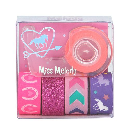 Miss Melody Dekoratív ragasztószalagok ASST, 1x tartó, 5x szalag - rózsaszín