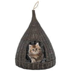 shumee szürke természetes fűzfa macskaház párnával és tipi-sátorral