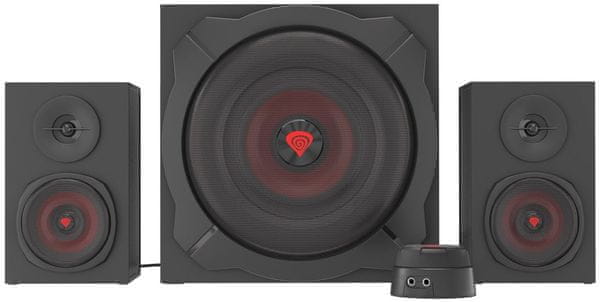 gamer hangszórók genesis helium 610bt ncs-1408 vezetékes és vezeték nélküli Bluetooth fa szerkezet bassreflex subwoofer 30 w szatellit hangszóró 30 w piros membránok távirányító aux kábel fejhallgató kimenetén hálózati áramellátás aktív típus zenehallgatáshoz filmekhez és játékokhoz