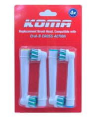 KOMA KOMA NK01 - Tanúsított cserefej Braun Oral-B Cross Action fogkefékhez, 4db