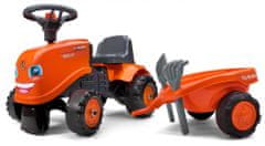 Falk Lábbal hajtható narancssárga Kubota traktor kormánykerékkel és platóval