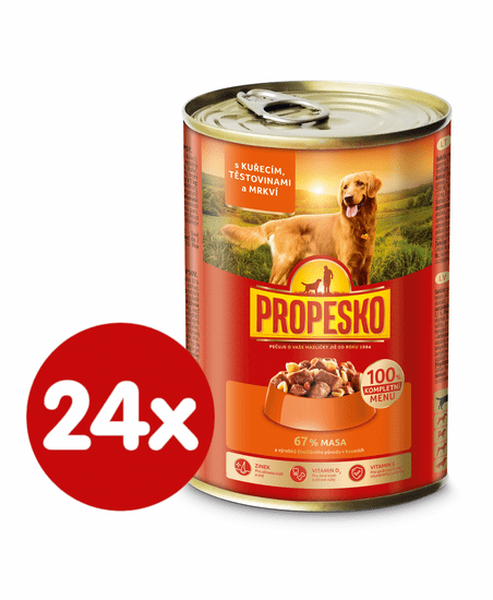 Propesko Kutyakonzerv, csirkehús, sárgarépa, tészta, 24 x 415 g