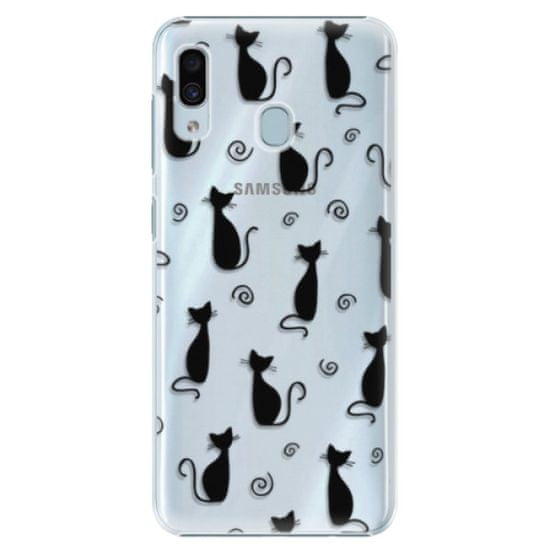 iSaprio Cat pattern 05 - black műanyag tok Samsung Galaxy A30