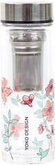 Yoko Design üveg palack tea szűrővel, 350 ml, rózsaszín