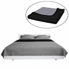 Greatstore 130883 Double-sided Quilted Bedspread Black/Grey 170 x 210 cm